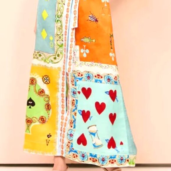 BUTTON DOWN ALICE IN WONDERLAND CARDS MAXI DRESS SQUARES OF HEARTS , CLUBS DRESS - Picture 5 of 6